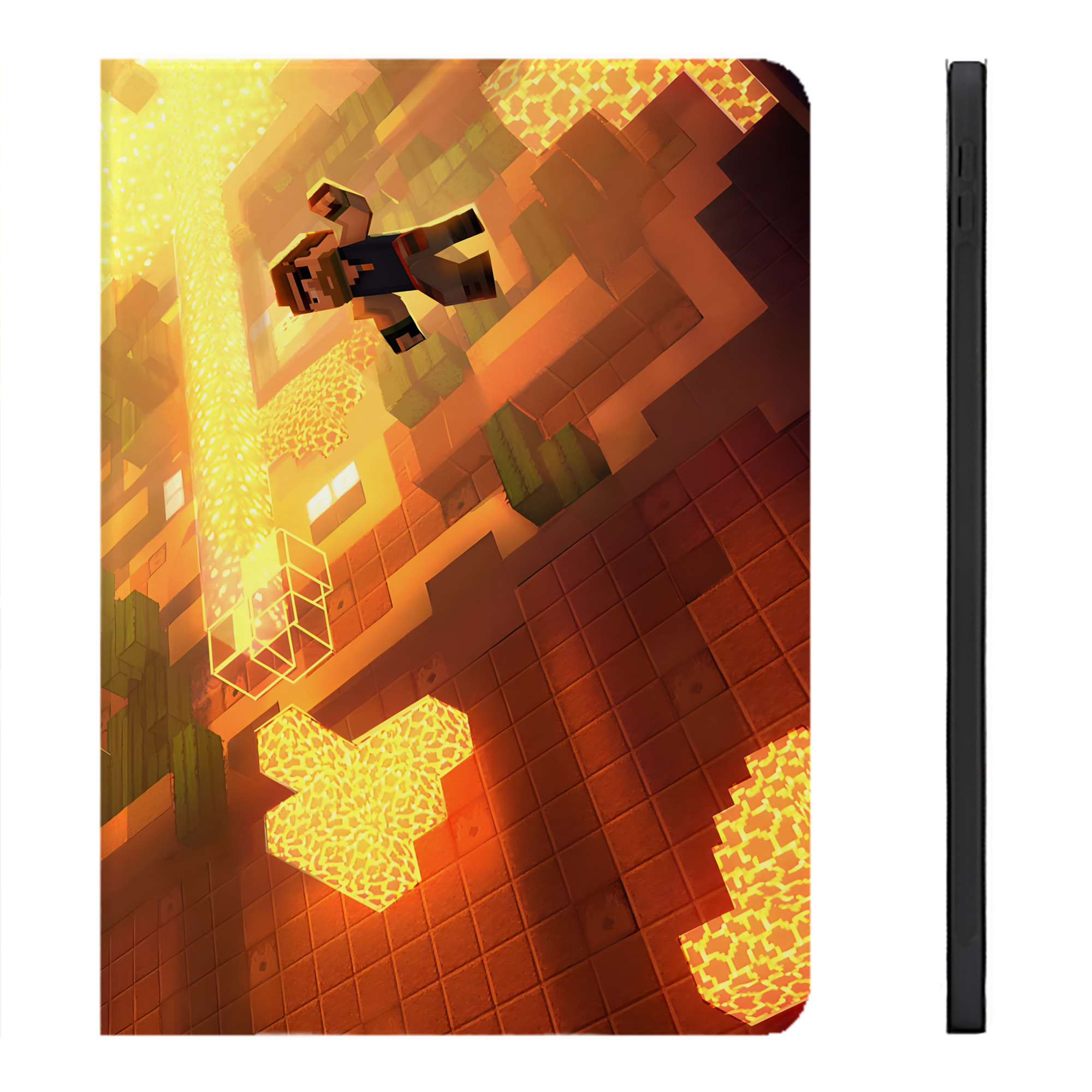 （画像用） マインクラフト ブロックの世界 Minecraft MC Block world IPadケース ペンホルダー付き ブックスタイルデザイン